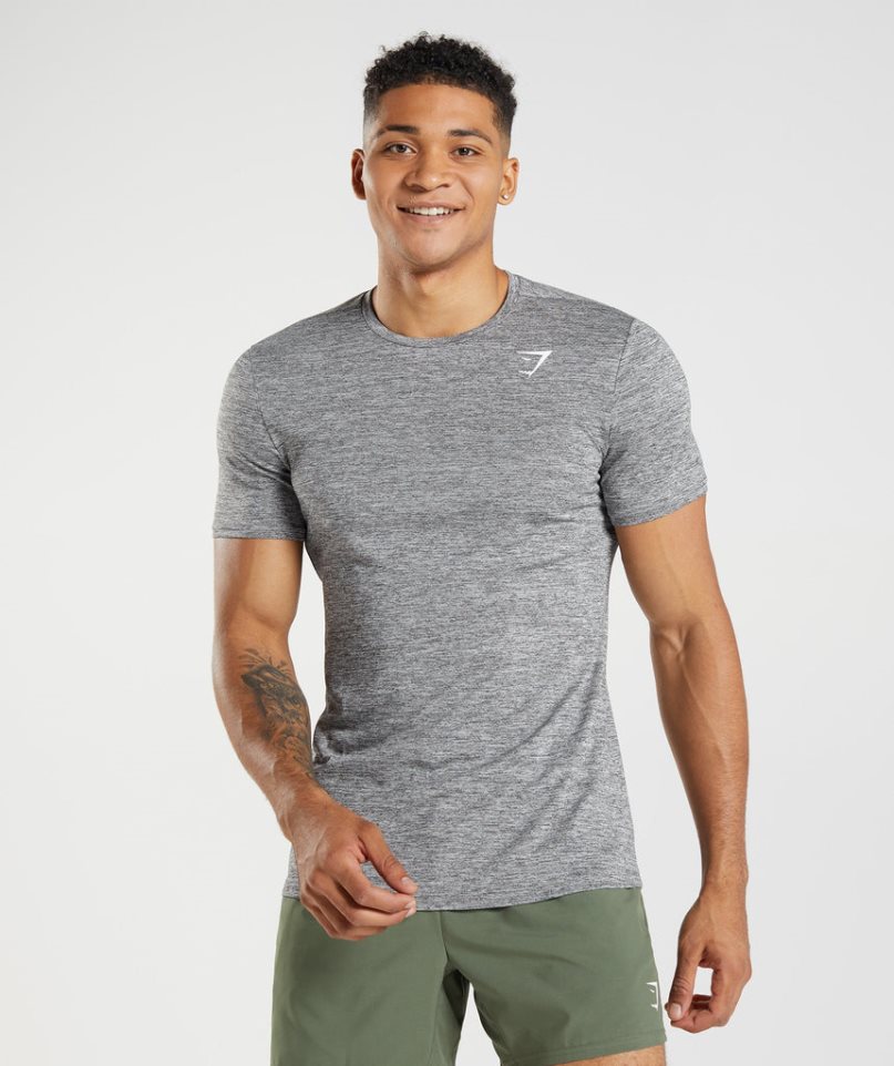 Men\'s Gymshark Arrival Marl T-Shirts Grey | NZ 3HLRNV